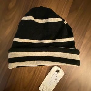 Mama b "kaki" black tan stripe beanie hat NWT